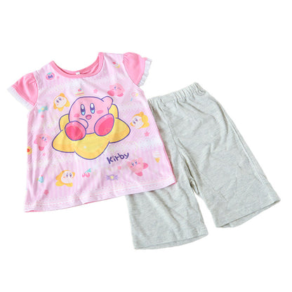 光るパジャマ 女の子 星のカービィ 半袖 パジャマ 女児 夏 春 上下セット 110cm～140cm カービィ キッズ 子供 部屋着 ルームウェア 子供服 カービィー Tシャツ 光る 120 130 ジュニア お泊り (在庫限り)