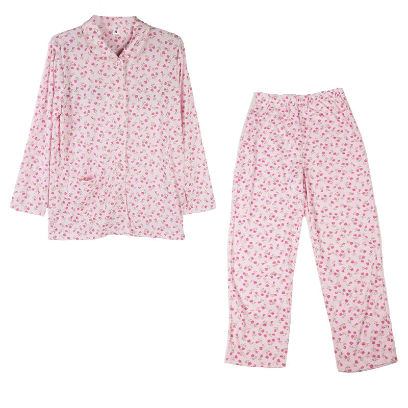 レディース 介護パジャマ 長袖 パジャマ 介護 おしゃれ 婦人パジャマ 上下セット S M L LL かわいい 抗菌防臭 春 秋 寝巻き ねまき 寝間着 スムース 花柄 前開きパジャマ 大きいサイズ 通年 入院 入院着 老人ホーム