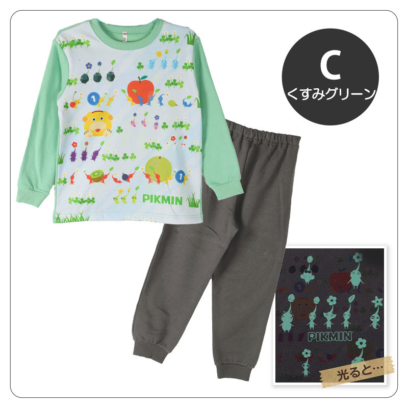 光るパジャマ ピクミン パジャマ 長袖 裏起毛 上下セット 110 120 130 140cm トレーナー 光る キッズ ジュニア 女児 冬用 お泊り ピクミン 光る裏起毛パジャマ パジャマ上下 ルームウェア ルームウエア 部屋着 寝巻き 寝間着 女の子用 綿混
