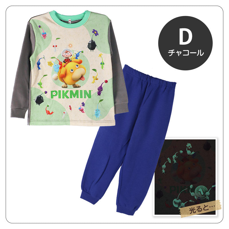 光るパジャマ ピクミン パジャマ 長袖 裏起毛 上下セット 110 120 130 140cm トレーナー 光る キッズ ジュニア 女児 冬用 お泊り ピクミン 光る裏起毛パジャマ パジャマ上下 ルームウェア ルームウエア 部屋着 寝巻き 寝間着 女の子用 綿混