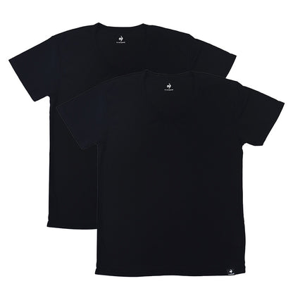 ルコックスポルティフ 裏ハニカムメッシュ V首 半袖 Tシャツ インナー メンズ M L LL 運動 スポーツ 夏 男性 下着 ブランド 肌着 白 黒 吸汗速乾 UV対策 紫外線対策 Vネック (在庫限り)