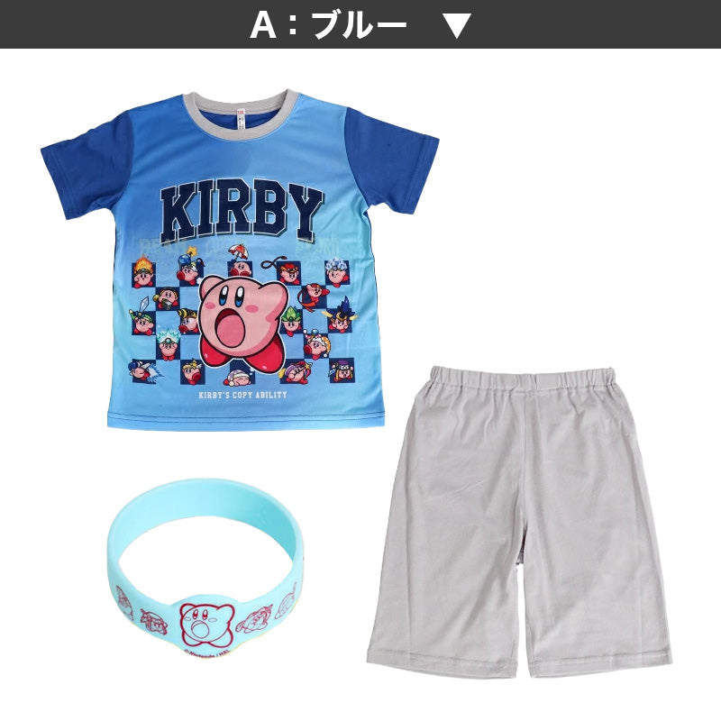 光るパジャマ カービィ 星のカービィ パジャマ 男児 半袖 夏 春 上下セット 110cm～140cm キッズ 男の子 子供 部屋着 ルームウェア カービィー Tシャツ 光る 120cm 130cm ジュニア お泊り (在庫限り)