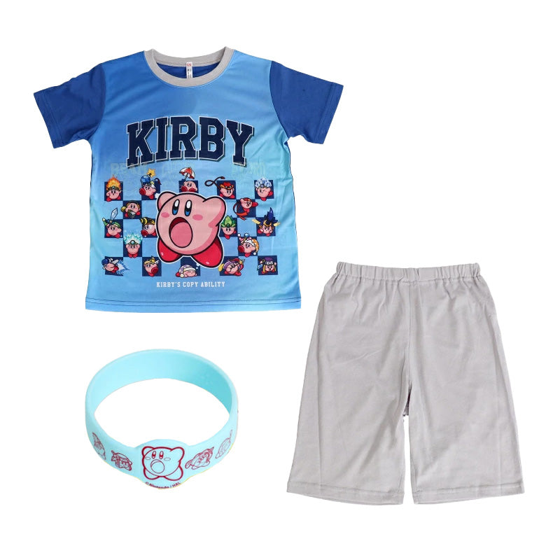 光るパジャマ カービィ 星のカービィ パジャマ 男児 半袖 夏 春 上下セット 110cm～140cm キッズ 男の子 子供 部屋着 ルームウェア カービィー Tシャツ 光る 120cm 130cm ジュニア お泊り (在庫限り)