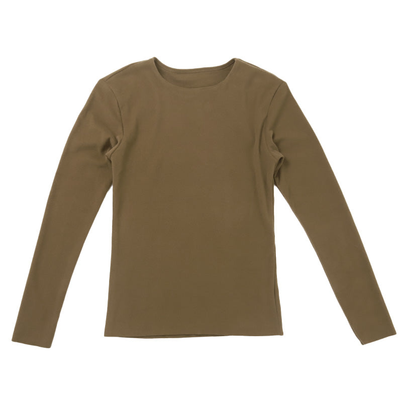 あったかインナー 両起毛 長袖 レディース 冬 冬用 胸当て付き M L LL 保温 防寒対策 冷え対策 暖かい 冬 冬用 下着 肌着 女性 薄手 ストレッチ 快適 温活 ヒートテック クルーネック あったか 無地 生活の木