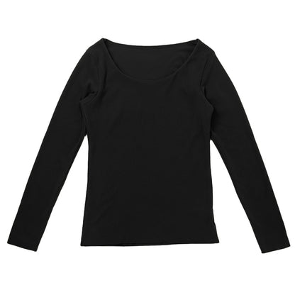 あったかインナー 両起毛 長袖 レディース 冬 冬用 胸当て付き M L LL 保温 防寒対策 冷え対策 暖かい 冬 冬用 下着 肌着 女性 薄手 ストレッチ 快適 温活 ヒートテック ラウンドネック あったか 無地 生活の木