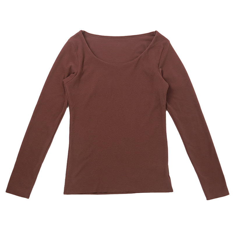 あったかインナー 両起毛 長袖 レディース 冬 冬用 胸当て付き M L LL 保温 防寒対策 冷え対策 暖かい 冬 冬用 下着 肌着 女性 薄手 ストレッチ 快適 温活 ヒートテック ラウンドネック あったか 無地 生活の木