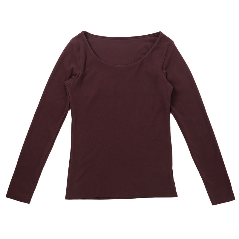 あったかインナー 両起毛 長袖 レディース 冬 冬用 胸当て付き M L LL 保温 防寒対策 冷え対策 暖かい 冬 冬用 下着 肌着 女性 薄手 ストレッチ 快適 温活 ヒートテック ラウンドネック あったか 無地 生活の木