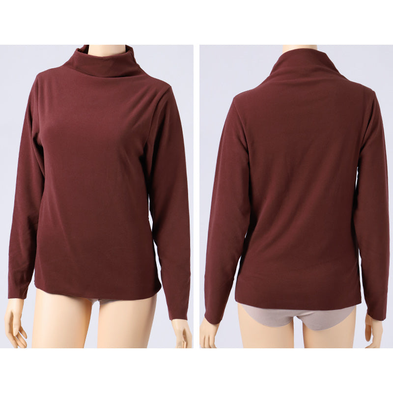 あったかインナー 両起毛 長袖 レディース 冬 冬用 モックネック ハイネック M L LL 保温 防寒対策 冷え対策 暖かい 冬 冬用 下着 肌着 女性 薄手 ストレッチ 快適 温活 ヒートテック あったか 無地 生活の木