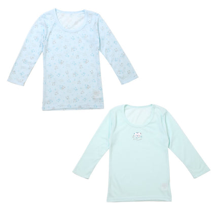 2枚組 インナー 女児 女の子 8分袖シャツ 110cm 120cm 130cm 140cm 女子 ガールズ 子ども キッズ 下着 肌着 長袖 アンダーウェア シャツ 速乾 綿混 乾きやすい お買い得 まとめ買い
