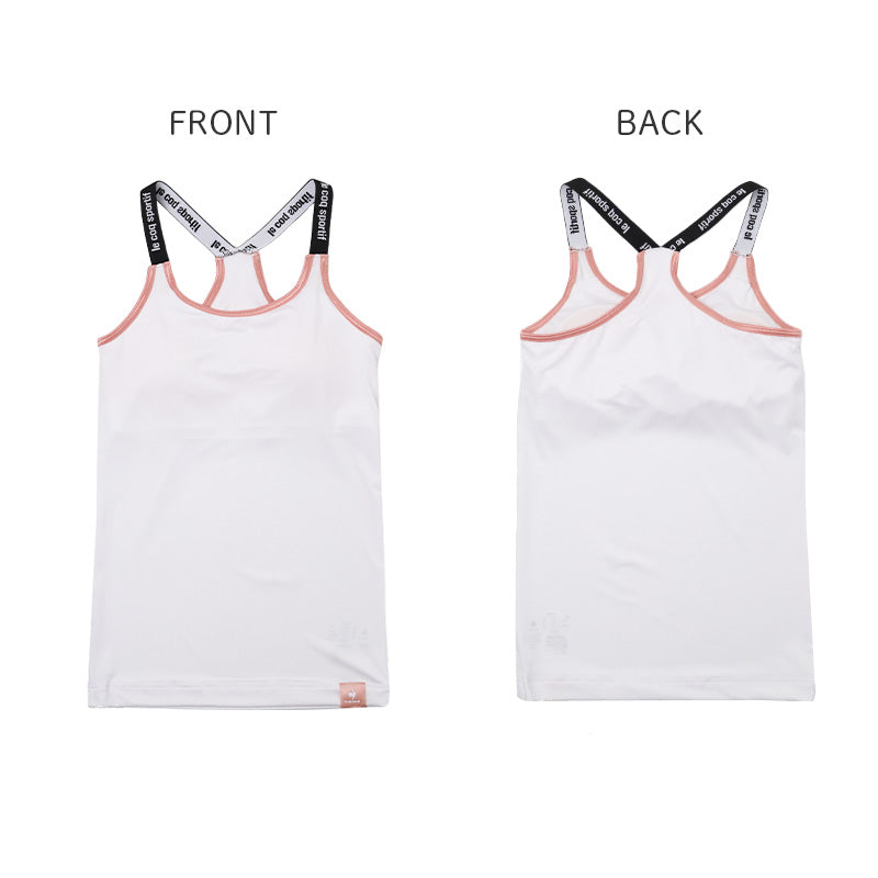 カップ付き タンクトップ 女の子 ルコックスポルティフ ガールズ インナー 150cm 160cm 165cm 速乾 DRY UVカット UPF50+ ストレッチ 白 黒 小学生 中学生 高校生 lecoqsportif カップ付きインナー 子供 キッズ 体育 部活 運動 スポーツインナー