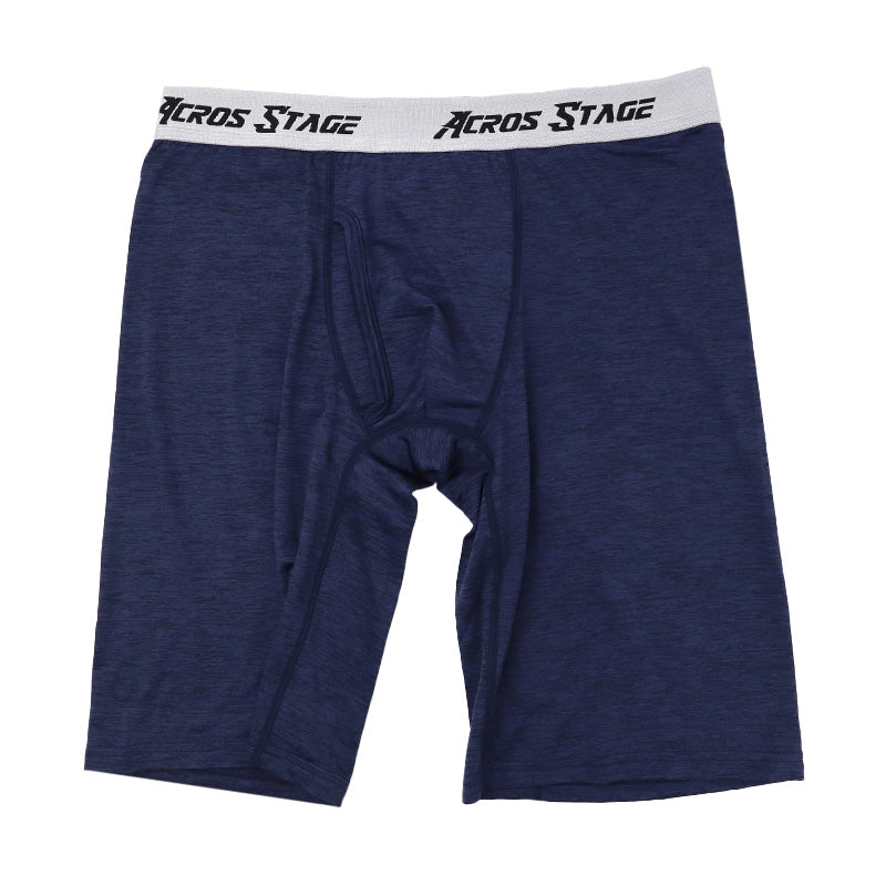 ロングボクサーパンツ メンズ 裏起毛 ストレッチ 前開き ACROSSTAGE ロングボクサー ボクサーパンツ M L LL 伸縮 ソフト アウトゴム 男性下着 紳士下着 インナー 肌着 防寒 冬用 秋冬 あったか ロング丈 アンダーウェア インナーパンツ 前あき