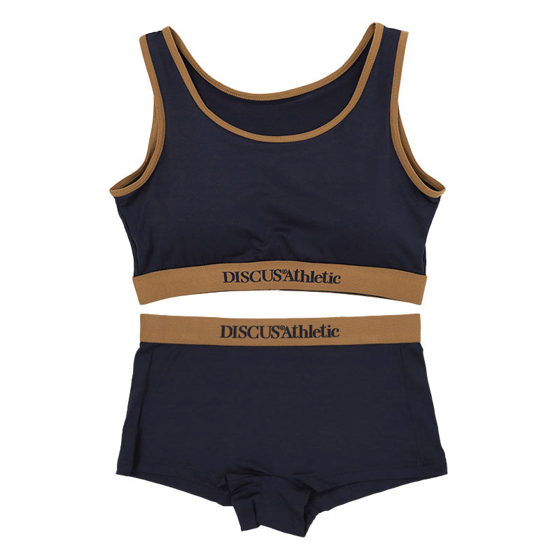 スポーツブラ ショーツ セット レディース カップ付き ハーフトップ 取り外し可能 ドライ 速乾 M L LL ストレッチ DISCUS ATHLETIC ディスカス アスレチック バイカラー ブラショーツセット 上下セット スポブラ インナー 女性下着 伸縮 フィット