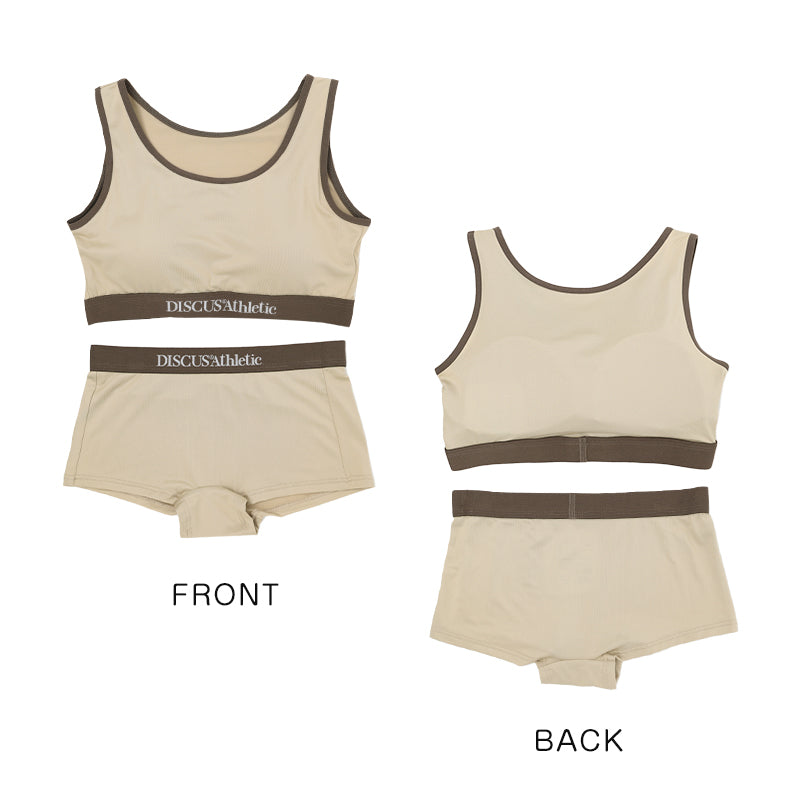 スポーツブラ ショーツ セット レディース カップ付き ハーフトップ 取り外し可能 ドライ 速乾 M L LL ストレッチ DISCUS ATHLETIC ディスカス アスレチック バイカラー ブラショーツセット 上下セット スポブラ インナー 女性下着 伸縮 フィット