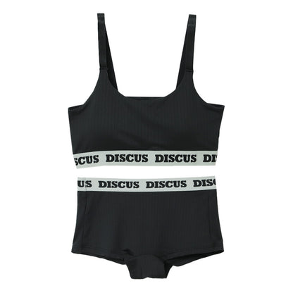 DISCUS ATHLETIC スポーツブラ ショーツ セット レディース ハーフトップ カップ付き 取り外し可 ドライ 速乾 M L LL ストレッチ 伸縮 上下セット ブラショーツセット ディスカス アスレチック 洗濯タグレス インナー 女性下着 スポブラ フィット