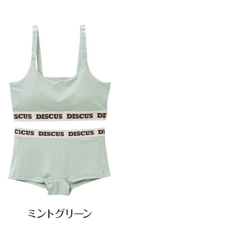 DISCUS ATHLETIC スポーツブラ ショーツ セット レディース ハーフトップ カップ付き 取り外し可 ドライ 速乾 M L LL ストレッチ 伸縮 上下セット ブラショーツセット ディスカス アスレチック 洗濯タグレス インナー 女性下着 スポブラ フィット