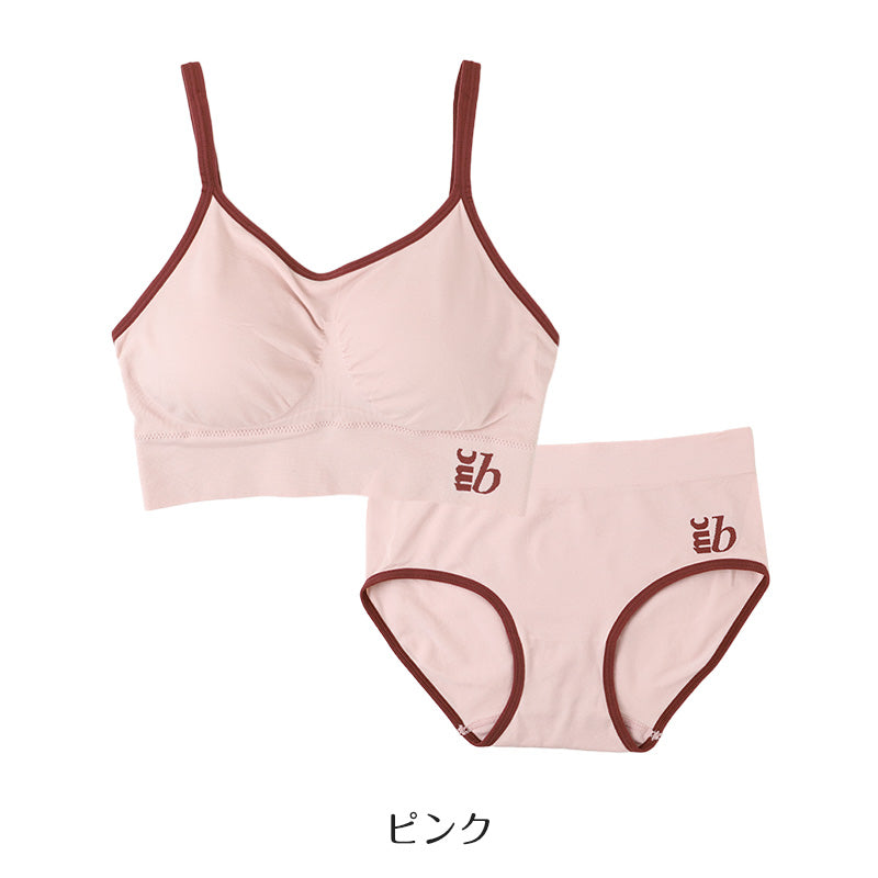 ハーフトップ ショーツ セット レディース ノンワイヤー カップ付き 取り外し可 M L LL ストレッチ 上下セット ブラショーツセット スポーツ インナー 女性 下着 タグレス 伸縮 フィット ブラトップ ソフトブラ marie claire マリクレール 運動