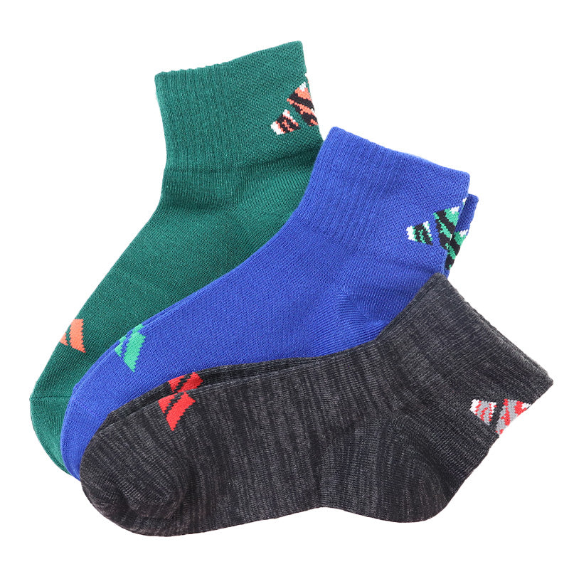 靴下 キッズ 子供用 ショートソックス 男子 3足組 adidas 19-21cm～23-25cm スニーカーソックス 子ども ジュニア くつ下 ワンポイント 丈夫 スポーツソックス