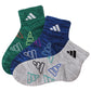 靴下 キッズ 子供用 ショートソックス 男子 3足組 adidas 19-21cm～23-25cm スニーカーソックス 子ども ジュニア くつ下 ワンポイント 丈夫 スポーツソックス