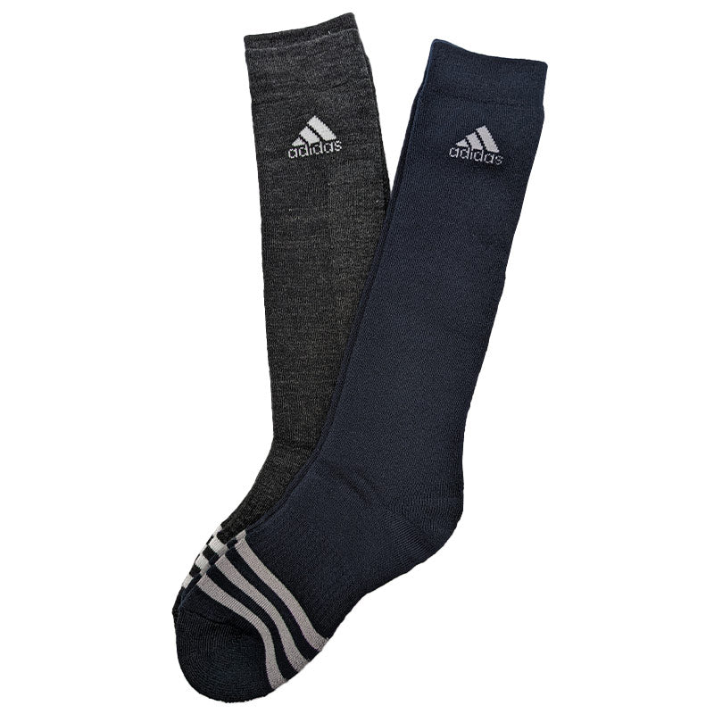アディダス キッズ 靴下 ハイソックス 子供 冬 2足組 19-21cm～23-25cm 男の子 スポーツ ジュニア adidas ソックス ひざ下 19cm 23cm 男子 セット (在庫限り)