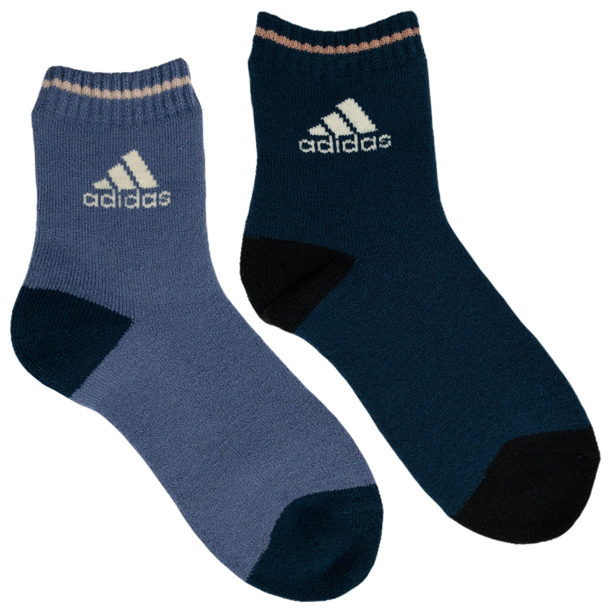 福助 アディダス 靴下 レディース 2足組 23-25cm (adidas ソックス 総パイル 裏起毛 暖かい ふわふわ 婦人 冷え クルー丈 ふくすけ フクスケ fukuske 23cm 24cm 25cm) (在庫限り)