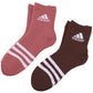 福助 アディダス 靴下 レディース 2足組 23-25cm (adidas ソックス 総パイル 裏起毛 暖かい ふわふわ 婦人 冷え クルー丈 ふくすけ フクスケ fukuske 23cm 24cm 25cm) (在庫限り)