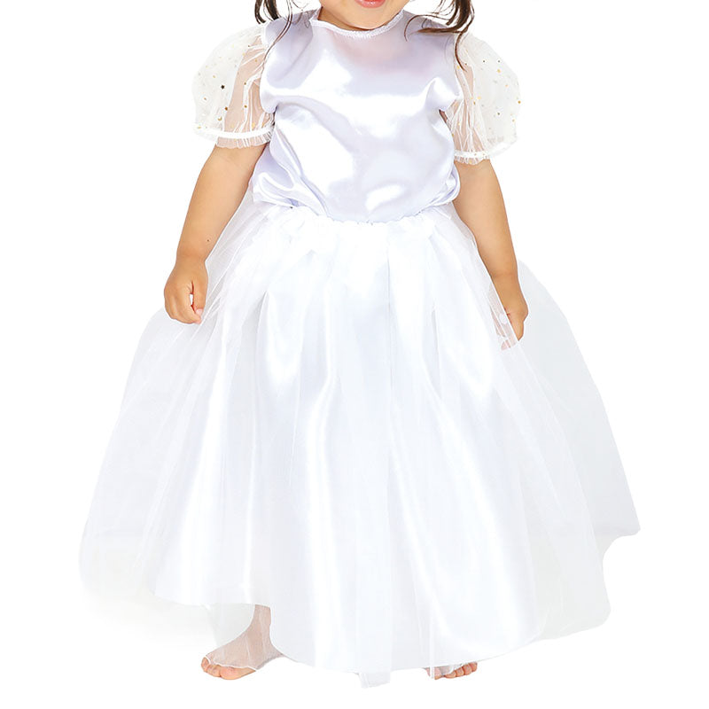 プリンセス衣装 キッズ ドレス セット サテン パフスリーブ スカート 上下セット Cサイズ 子供用 コスプレ 発表会 衣装 ハロウィン イベントドレス 写真映え かわいい なりきり コスチューム チュールドレス キラキラ衣装 (取寄せ)