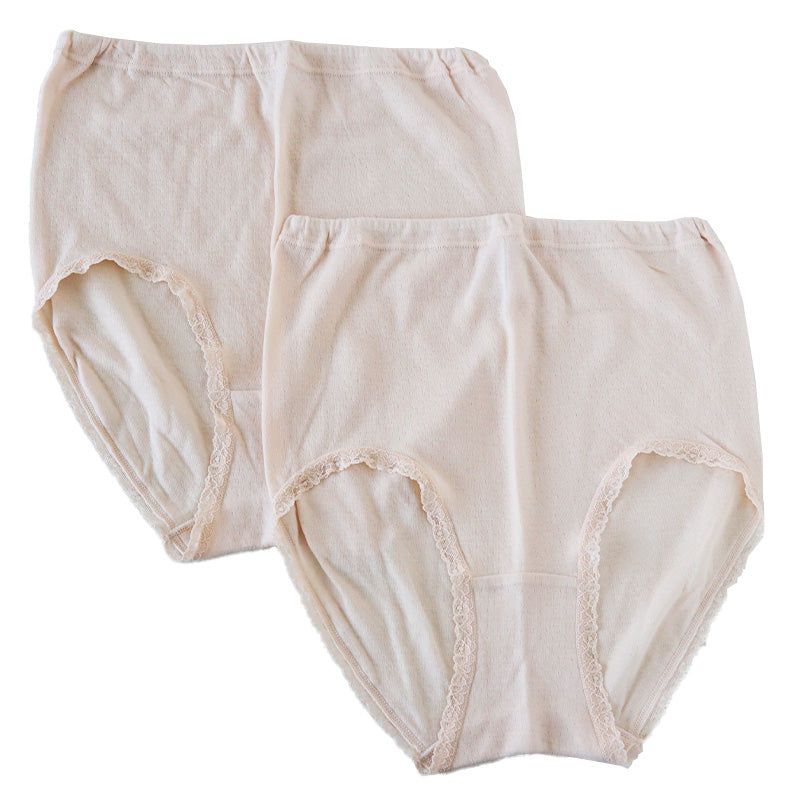 ショーツ 綿100% ガーゼ 深履き レディース 肌着 下着 日本製 2枚組 M