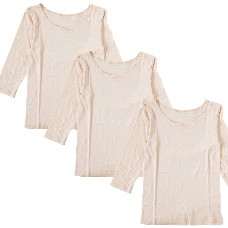 下着 7分袖 肌着 綿100% レディース インナー シャツ 長袖 3枚セット M L LL 綿 tシャツ 無地 グレー 白 黒 女性 婦人 女性 デイリーインナー シンプルインナー 汗のニオイ 夏 3枚組 まとめ売り