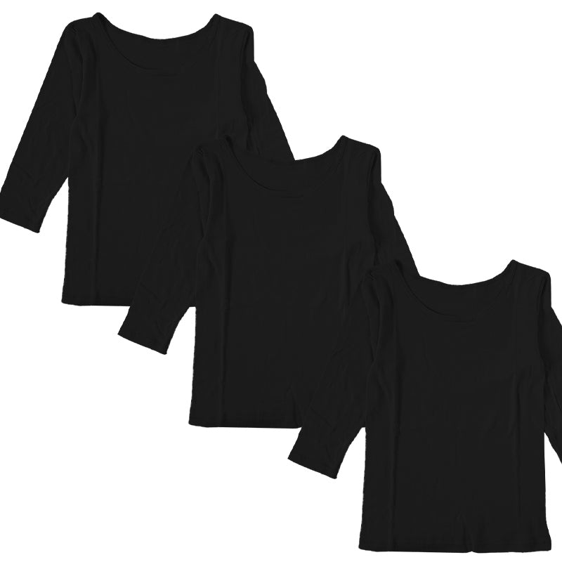 下着 7分袖 肌着 綿100% レディース インナー シャツ 長袖 3枚セット M L LL 綿 tシャツ 無地 グレー 白 黒 女性 婦人 女性 デイリーインナー シンプルインナー 汗のニオイ 夏 3枚組 まとめ売り