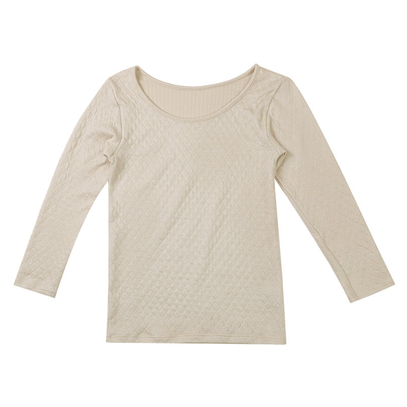 婦人 8分袖 インナー 長袖 肌着 キルト肌着 あったか 保温 M L LL 婦人肌着 レディース シャツ 中綿キルト 下着 肌着 薄手 暖かい 防寒 冬 綿混 ミセス シニア 寒さ対策 冷え対策 冷え取りインナー