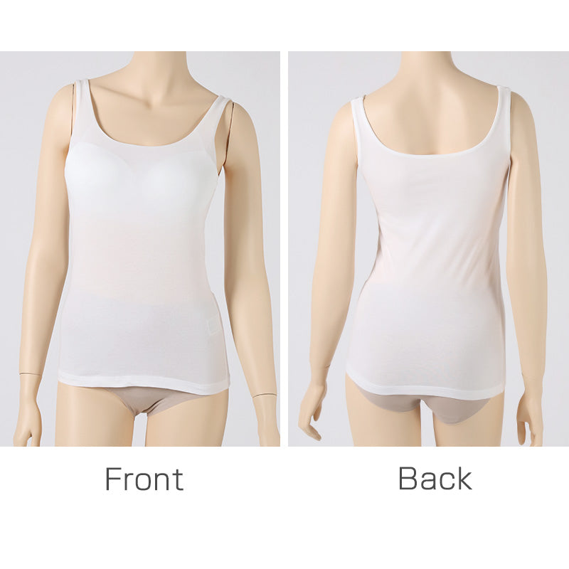 タンクトップ カップ付き インナー レディース 綿混 M L LL リラックス アンダーウェア 女性 肌着 下着 敏感肌 肌に優しい コットン 綿 シンプル 無地 定番 黒 白 30代 40代 50代 60代