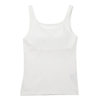 タンクトップ カップ付き インナー レディース 綿混 M L LL リラックス アンダーウェア 女性 肌着 下着 敏感肌 肌に優しい コットン 綿 シンプル 無地 定番 黒 白 30代 40代 50代 60代