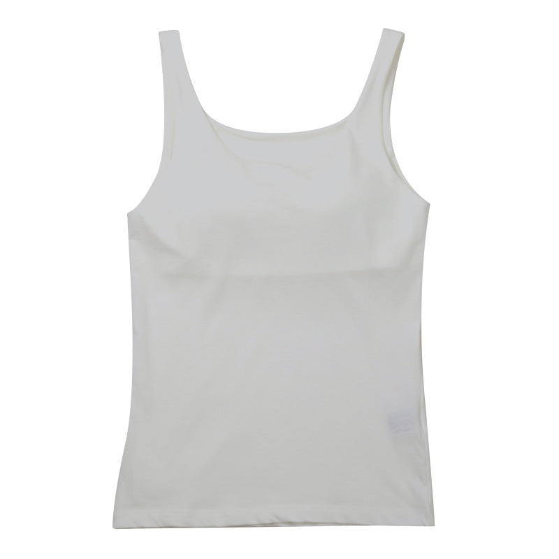 タンクトップ カップ付き インナー レディース 綿混 M L LL リラックス アンダーウェア 女性 肌着 下着 敏感肌 肌に優しい コットン 綿 シンプル 無地 定番 黒 白 30代 40代 50代 60代