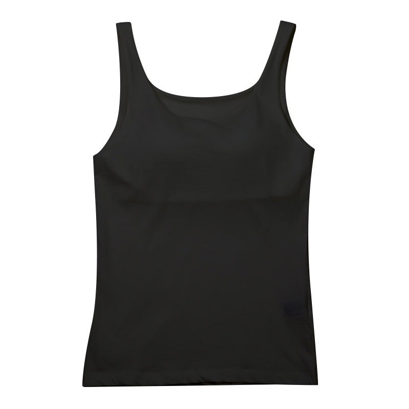 タンクトップ カップ付き インナー レディース 綿混 M L LL リラックス アンダーウェア 女性 肌着 下着 敏感肌 肌に優しい コットン 綿 シンプル 無地 定番 黒 白 30代 40代 50代 60代