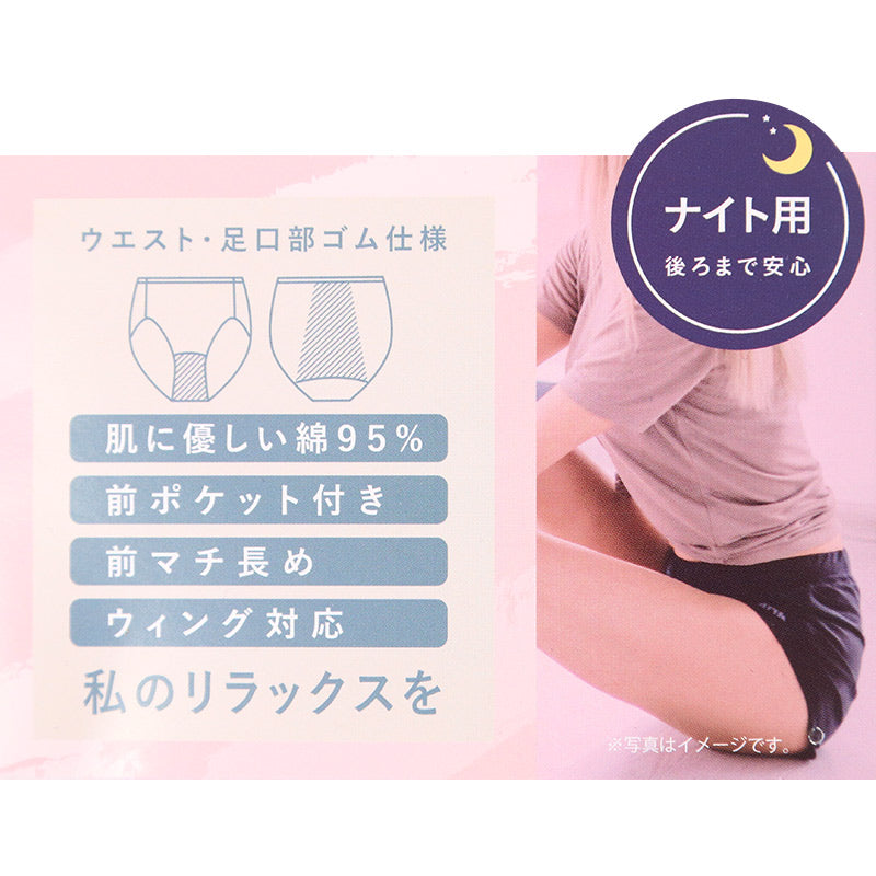 サニタリーショーツ 羽根つき ナイト用 ポケット付き 綿 コットン 下着 レディース M L LL 3L 綿混 ショーツ サニタリー 生理用ショーツ 汚れが目立たない パンツ 無地 生理 肌に優しい