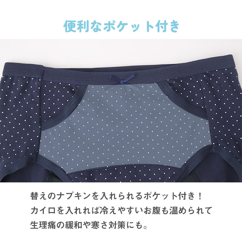 サニタリーショーツ 羽根つき ナイト用 ポケット付き 綿 コットン 下着 レディース M L LL 3L 綿混 ショーツ サニタリー 生理用ショーツ 汚れが目立たない パンツ 無地 生理 肌に優しい