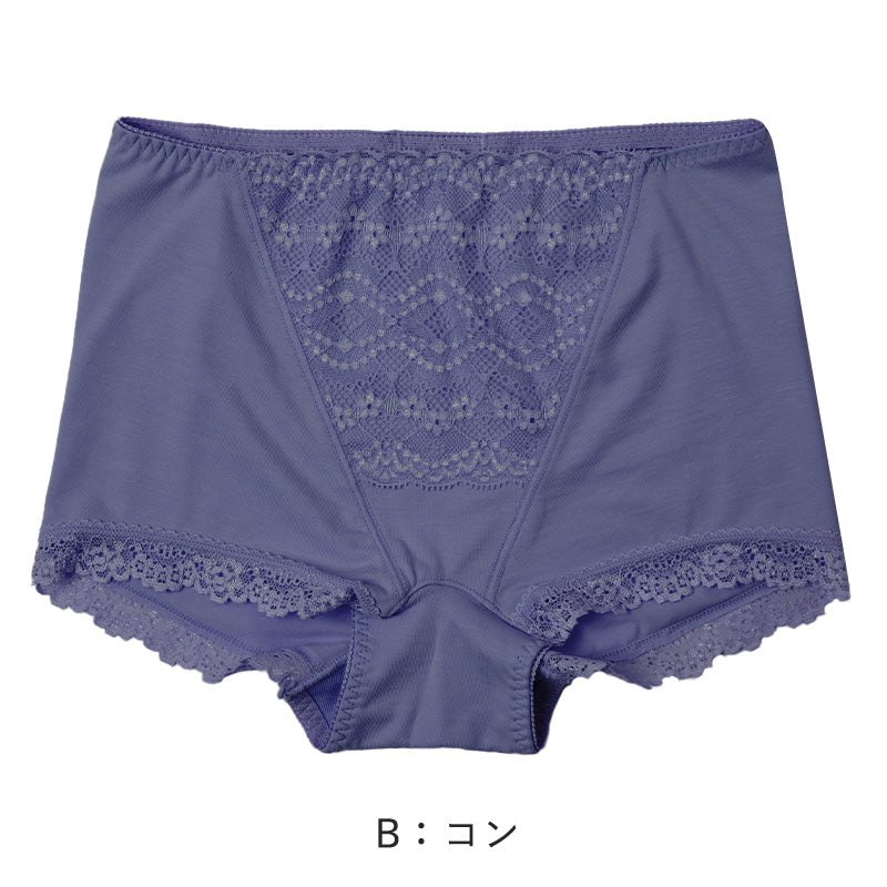 お腹押さえ ショーツ 1分丈 レース M L LL 補正 下着 補整 ショーツガードル お腹 下腹 レディース 女性 インナー たるみ パワーネット 引きしめ 産後 可愛い ストレッチ 吸水速乾 綿マチ付き