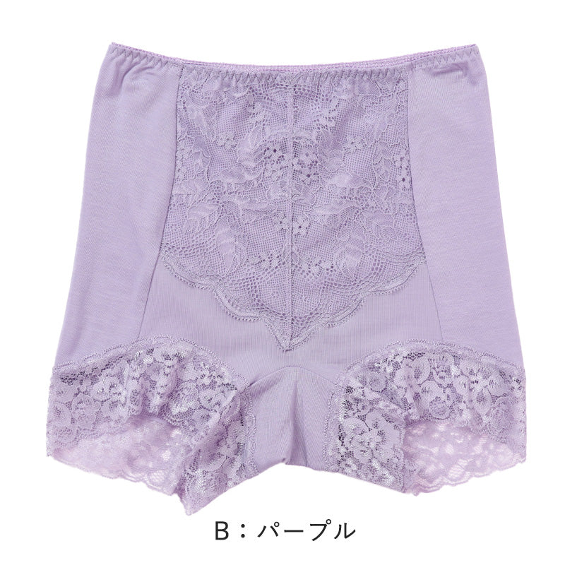 お腹押さえ ショーツ 1分丈 レース テンセル M L LL 補正 下着 補整 ショーツガードル お腹 下腹 レディース 女性 インナー たるみ パワーネット 引きしめ 産後 可愛い ストレッチ