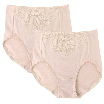 綿100% ショーツ レディース 深ばき ゆったり 2枚組 M L LL 下着 女性 パンツ 深履き 大きめ お腹すっぽり 大きい 綿 コットン 60代 70代 肌着 インナー 華やか レース 入院 病院 楽ちん 快適 リラックス 肌に優しい