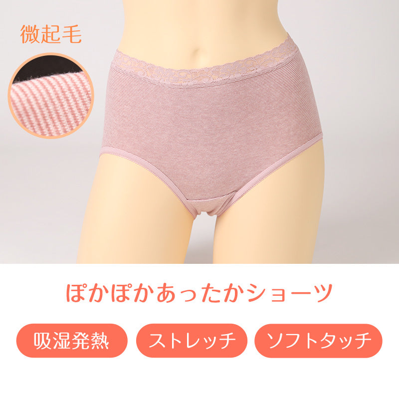あったか 微起毛 ショーツ レディース 2枚組 吸湿発熱 M L LL あったかインナー 暖かい 下着 起毛 パンツ パンティ 綿 寒さ対策 冷え対策 女性 インナー 婦人 肌着 防寒 ストレッチ 秋 冬 深め 深ばき まとめ買い