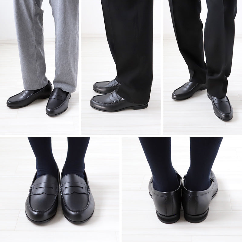 ローファー 学生靴 通学靴 革靴 本革 靴 シューズ 男子 メンズ 3E 23cm～30cm (アサヒシューズ 通学 中学校 高校 ジュニア 子供 学校 スクール 撥水加工) (送料無料) (取寄せ)