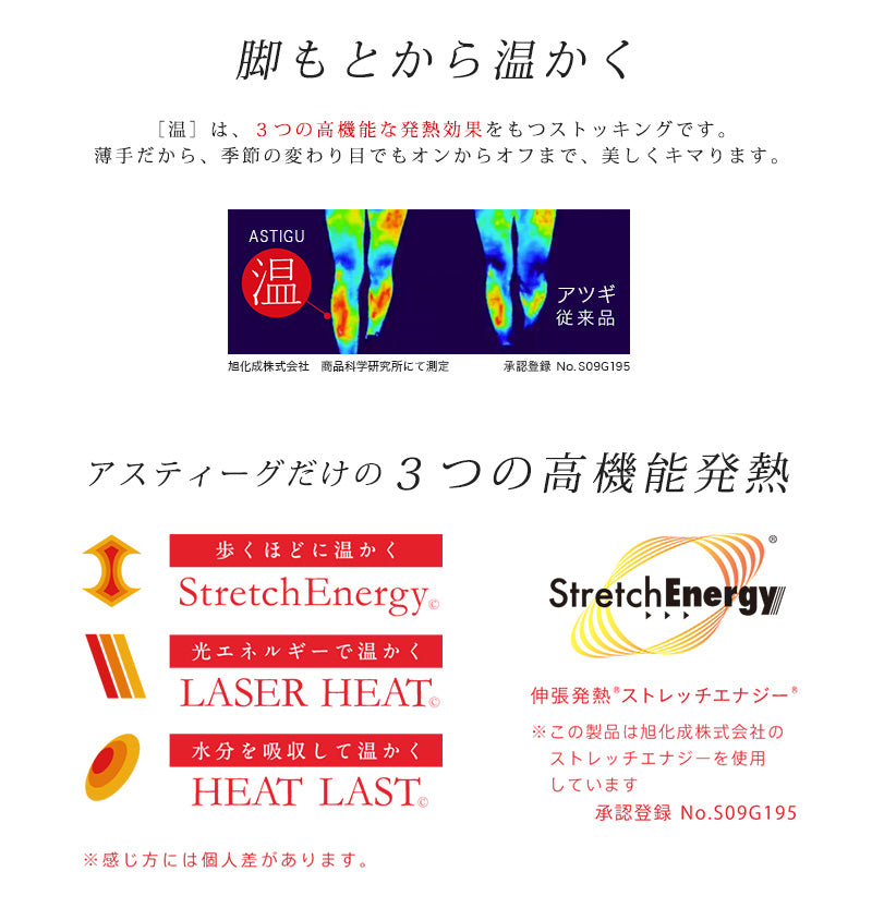 アツギ ストッキング 温 ASTIGU 発熱ストッキング M-L・L-LL (暖かい ベージュ アスティーグ パンティストッキング パンスト 秋 春 寒い デイリー 日常使い 就職活動) (在庫限り)