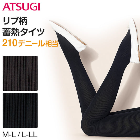 アツギ タイツ リブ柄 210デニール相当 M-L・L-LL (ATSUGI THE LEG BAR ザ・レッグバー 厚地タイツ 暖かい あったか 蓄熱 リブタイツ おしゃれ 柄タイツ) (在庫限り)