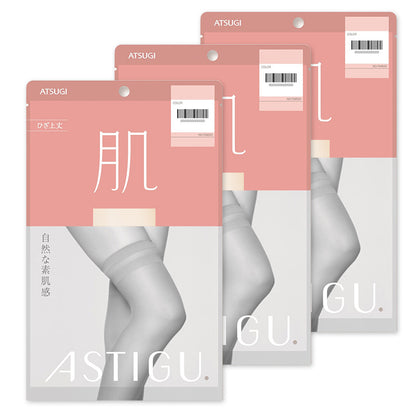 アスティーグ 肌 ショートストッキング ストッキング ひざ上 22-25cm (ASTIGU ひざ上丈 オーバーニー 婦人 黒 ベージュ 伝線しにくい)