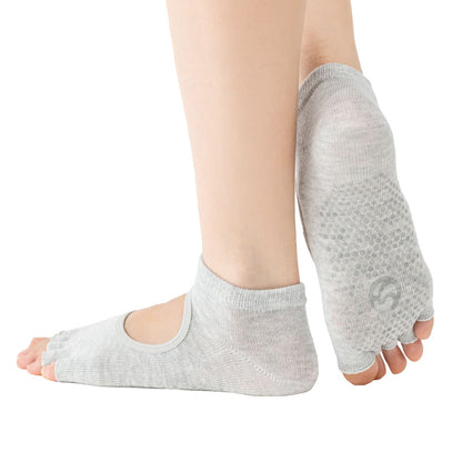 5本指ソックス レディース 滑り止め 五本指靴下 指先なし 甲あき スニーカー丈 ヨガ 23-25cm (アツギ 靴下 ソックス ヨガソックス クリアビューティ スニーカーソックス くつした すべり止め) (在庫限り)