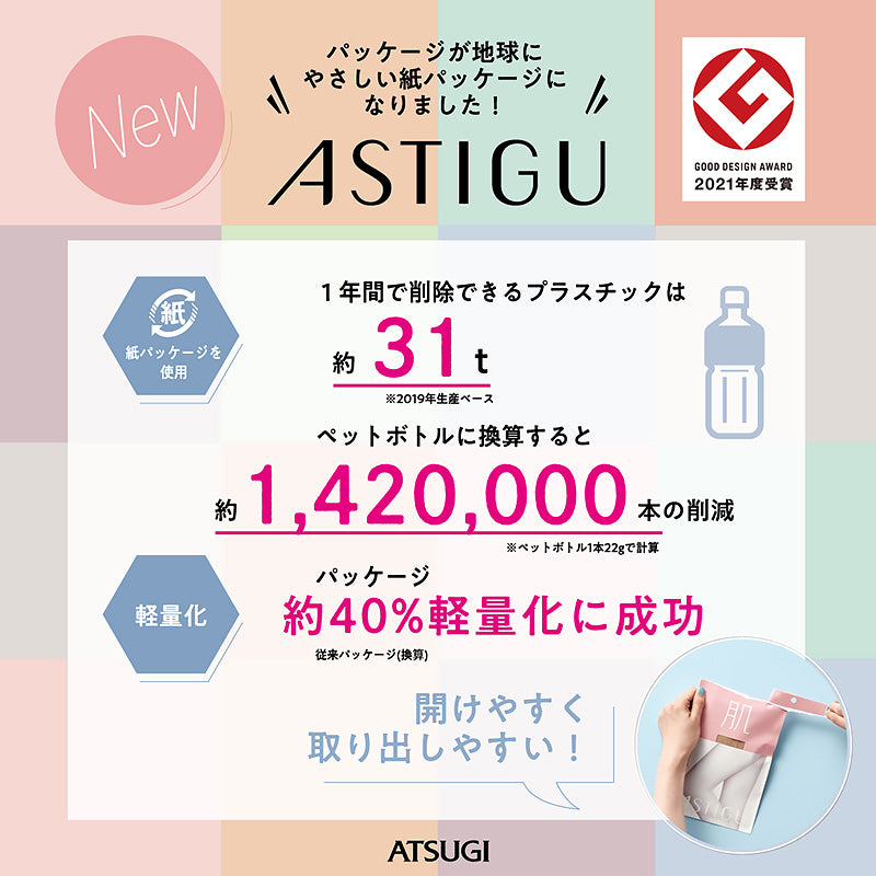 アスティーグ 快 ストッキング パンティ部レス レディース 蒸れにくい S-M～L-LL 穴あき パンスト アツギ ASTIGU パンティストッキング ベージュ 黒 婦人 サマー UVカット (在庫限り)