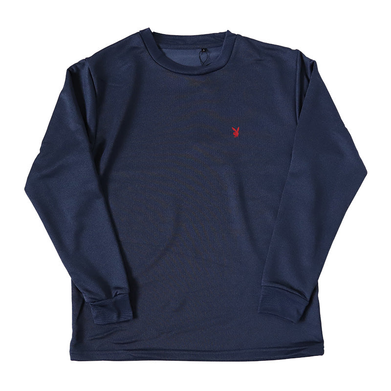 tシャツ メンズ 長袖 裏微起毛 クルーネック ロンT インナー ワンポイント ブランド プレイボーイ M～LL トップス インナーシャツ 丸首 秋 冬 紳士 肌着 男 下着 PLAYBOY アンダーウェア (在庫限り)