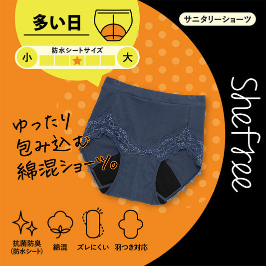サニタリーショーツ 生理用ショーツ 可愛い 多い日 ショーツ レディース 羽根つき M・L (生理用 防水 アツギ サニタリー 羽つき ウイング 下着 インナー) (在庫限り)