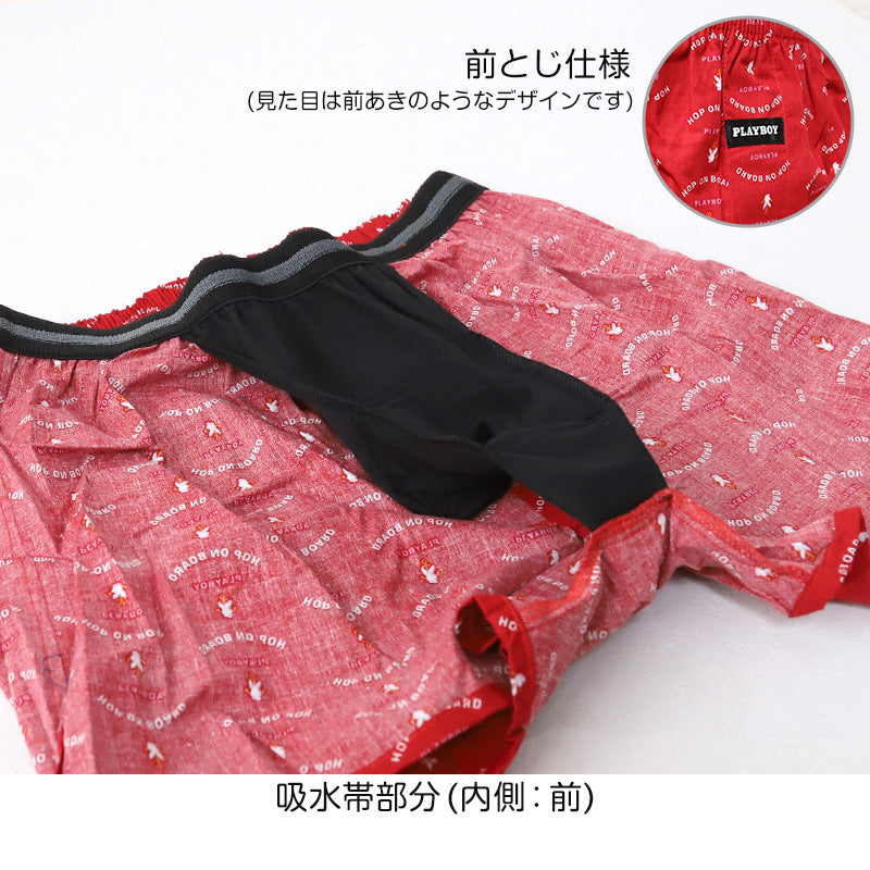 尿漏れパンツ メンズ トランクス 尿漏れ 失禁パンツ 男性用 15cc対応 ちょい漏れ 軽失禁 M～LL 綿 ブランド PLAYBOY 前閉じ 下着 パンツ シンプル おしゃれ プレイボーイ (在庫限り)