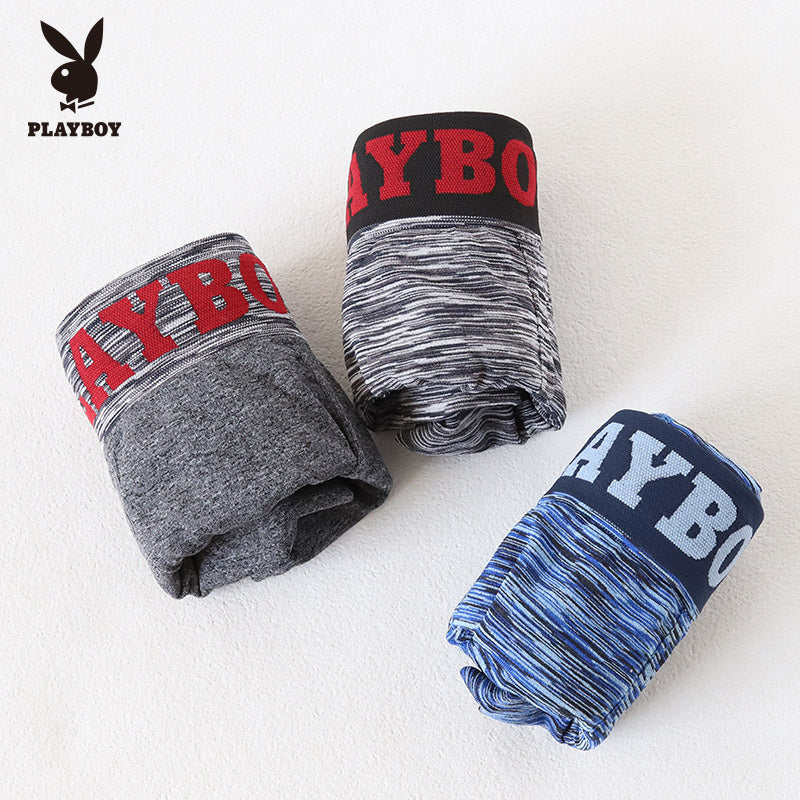 PLAYBOY ボクサーパンツ メンズ ボクサーブリーフ ブランド 成型ボクサー インナー 3枚組 M～LL セット 前閉じ 下着 男性 パンツ ボクサー シンプル おしゃれ プレイボーイ (在庫限り)